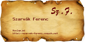 Szarvák Ferenc névjegykártya