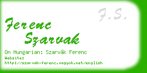 ferenc szarvak business card